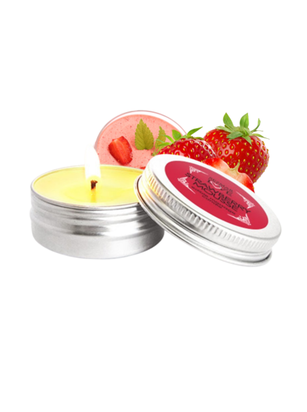 Mini Bougie de massage mousse de fraise 30ml 100% naturelle