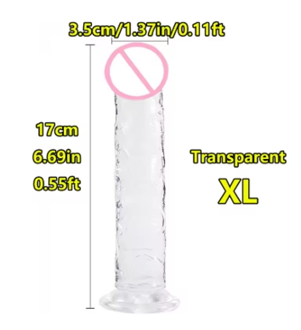Gode ventouse transparent 17cm