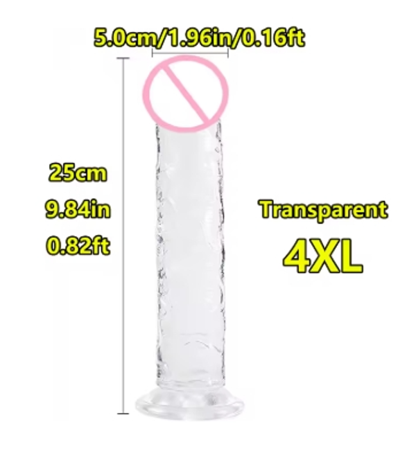 Gode ventouse transparent 25cm