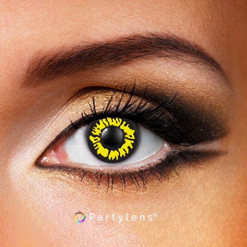 Black Wolf - kleurlenzen geel zwart Partylens®