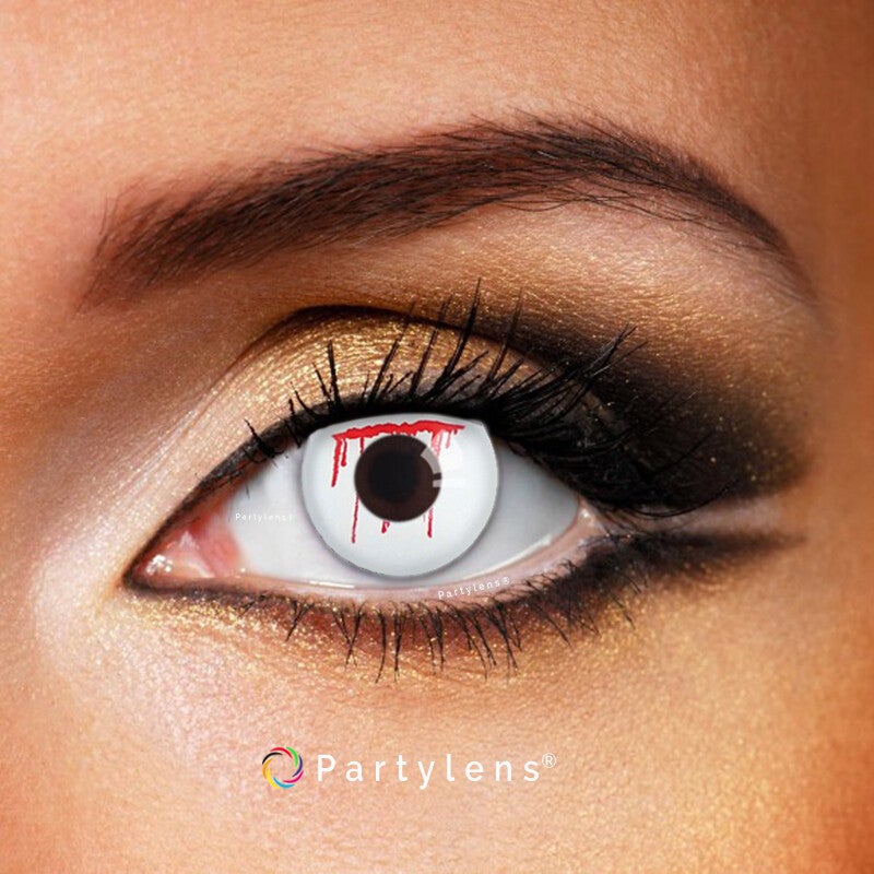 Bloody Cut White - kleurlenzen wit rood Partylens®