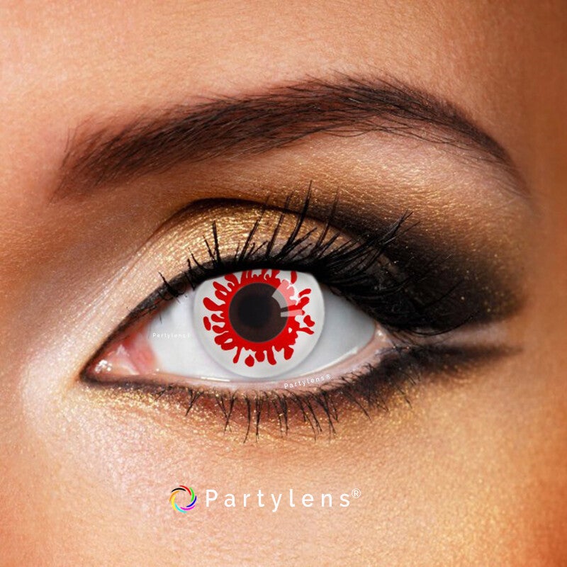 Bloedspetters groot - kleurlenzen wit rood Partylens®