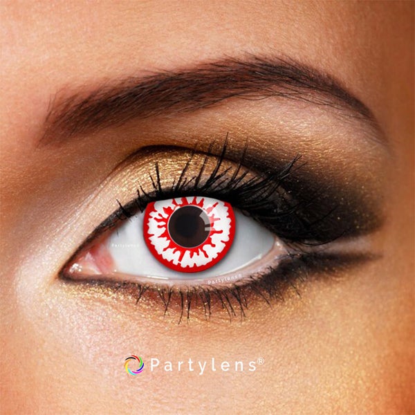 Creepy Zombie - kleurlenzen rood wit Partylens®