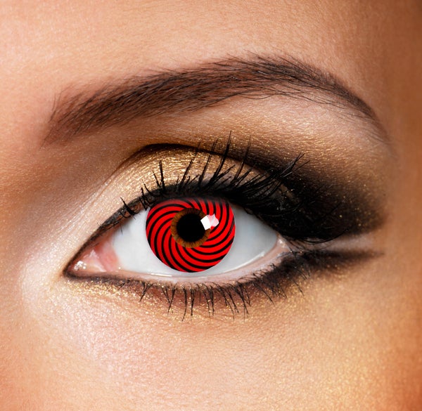 Spinning Red - kleurlenzen rood zwart Partylens®