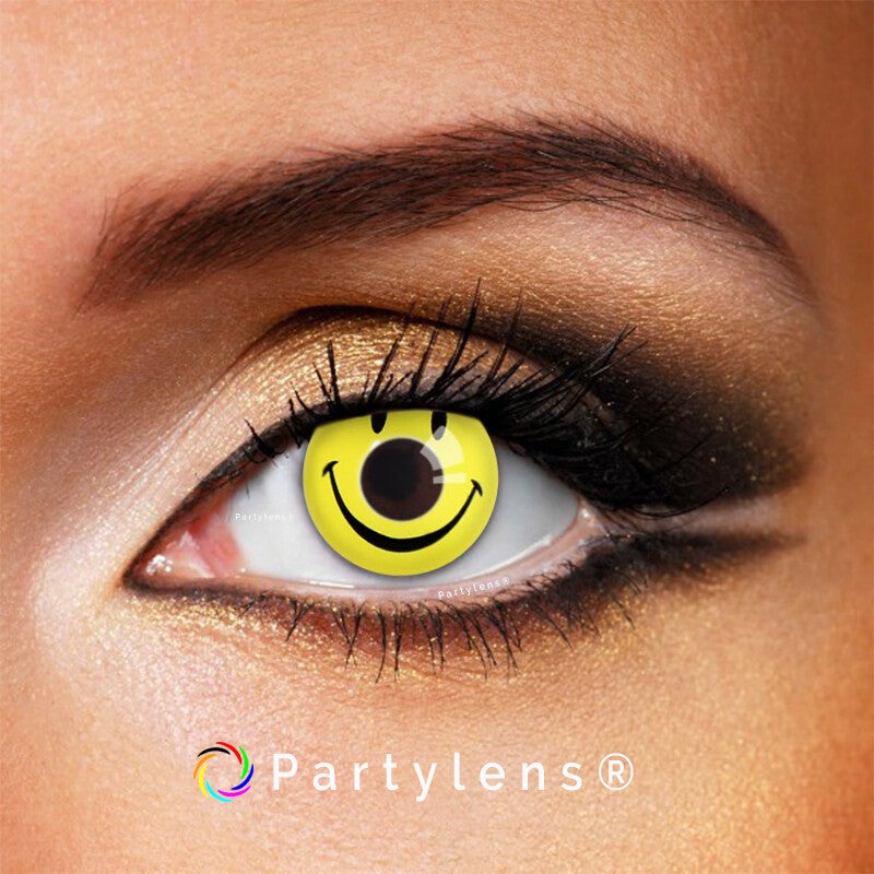 Smiley - kleurlenzen geel Partylens®