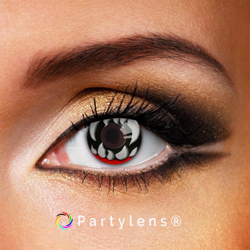Snappy Eyes - kleurlenzen rood wit Partylens®