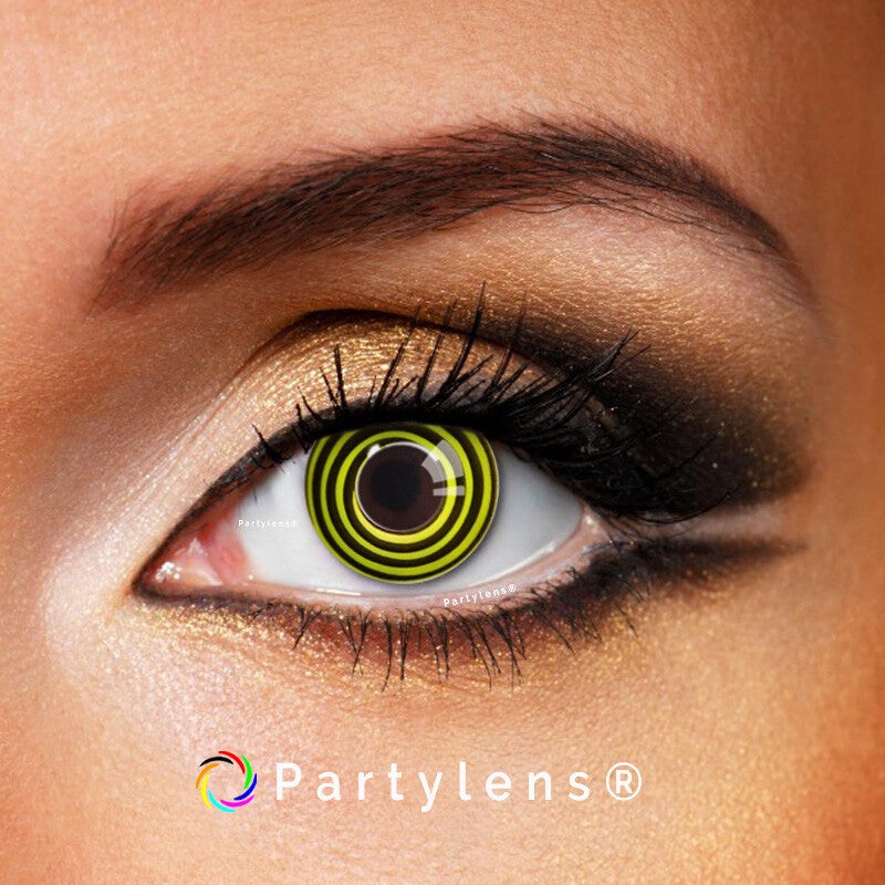 Spiraal Geel Zwart - kleurlenzen Partylens®