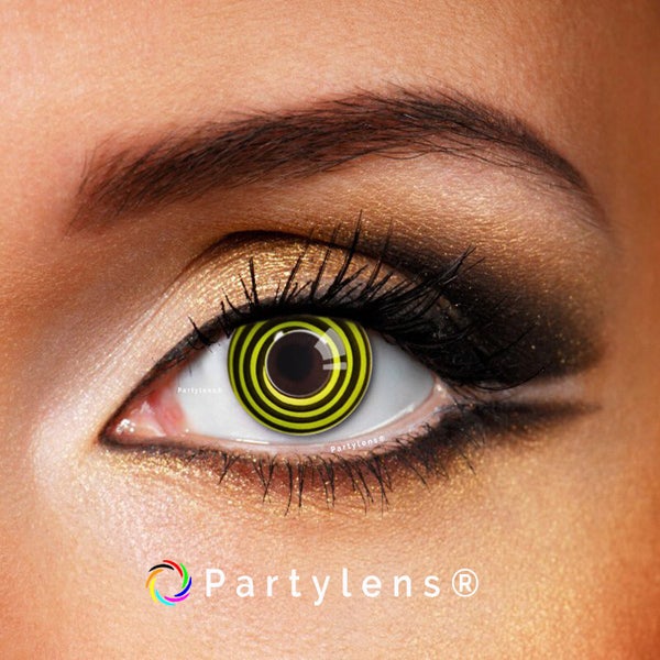 Spiraal Geel Zwart - kleurlenzen Partylens®