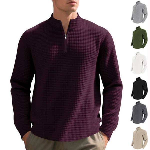 European And American Fashion Half Zipper Small Square Sweepshirt Men's Spring And Autumn Vertical Collar Half Zipper Sweepshirt Men's
