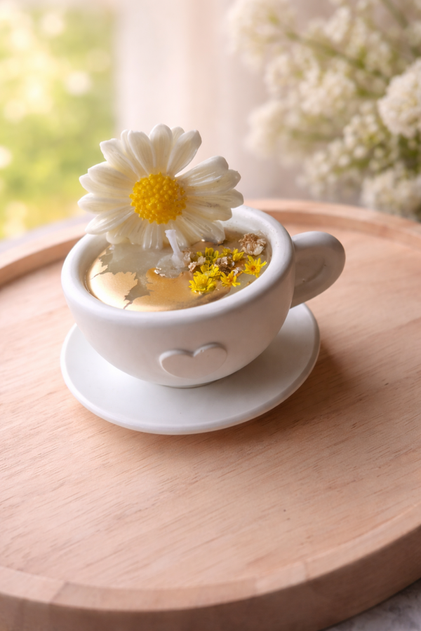 Bougie fleur en tasse – création artisanale