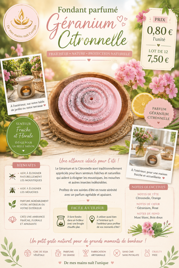 🌿 Fondant parfumé Géranium Citronnelle ☀️