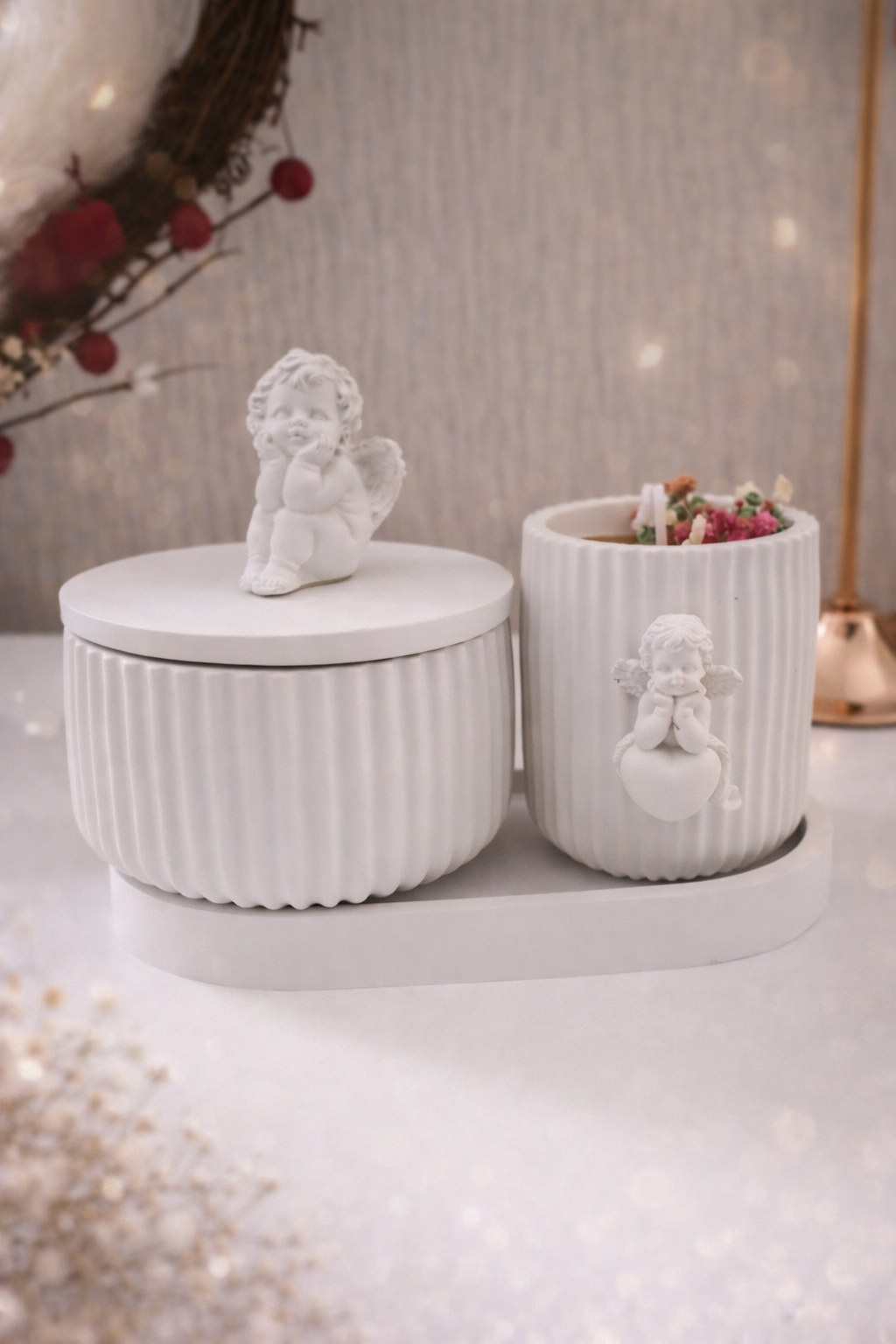 🤍 Bougie artisanale en aquarésine – Création décorative unique