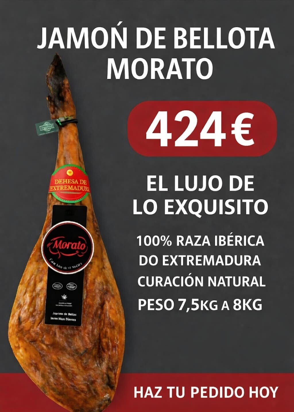 Jamón de bellota 100% Ibérico D.O Dehesa de Extremadura