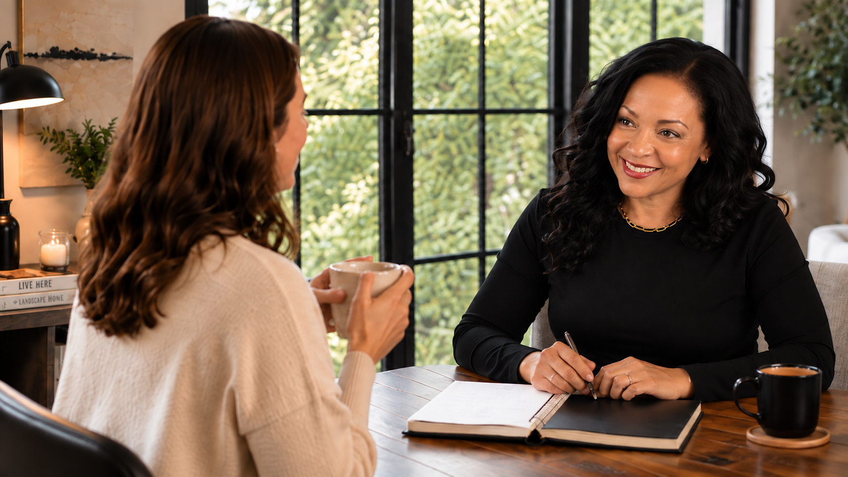 The Chatagy creative director meeting one-on-one with a client to discuss her business, ideas and creative direction.