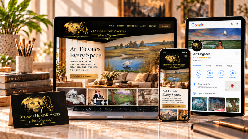 Art Elegance brand work by The Chatagy featuring website design, mobile design and Google Business Profile presence.