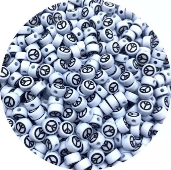 Peace kralen light blue! (10 stuks)