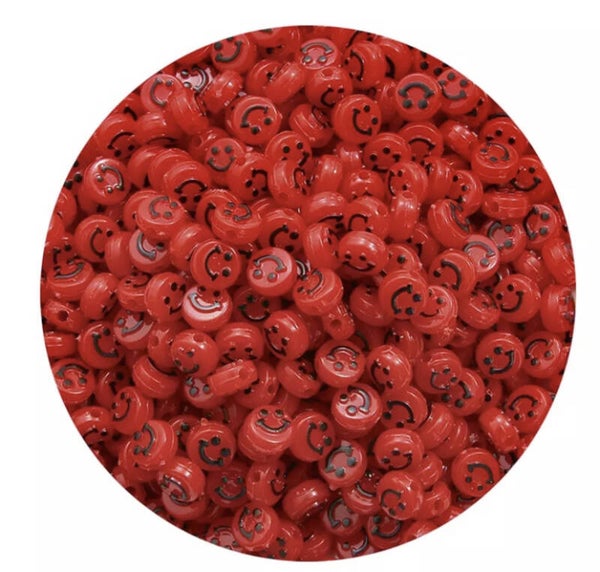 Acryl smileykralen red - 5 stuks