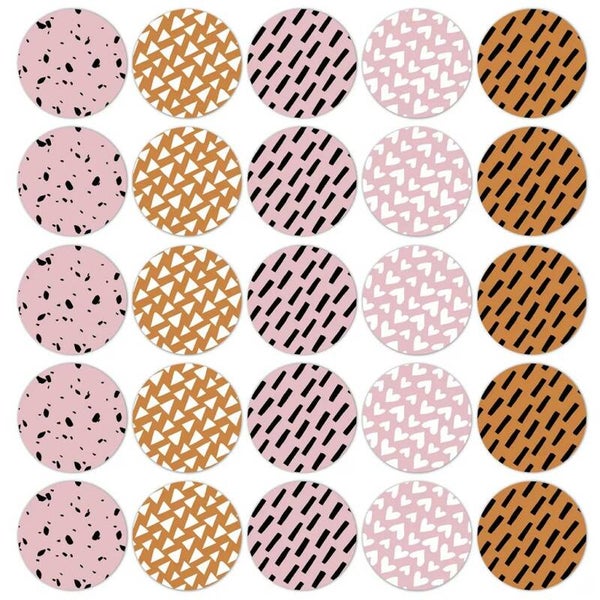 Roze patroontjes sluitstickers! (Per 5 stuks)