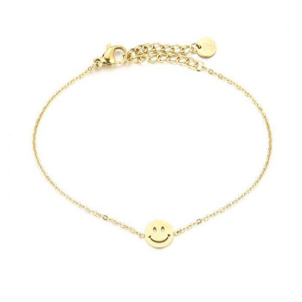 Smiley bracelet goud!