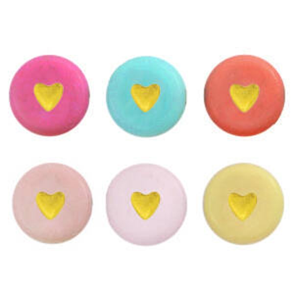 Acryl hartjes kralen multicolor goud - 10 stuks