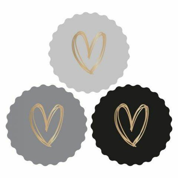 Hearts gold dark sluitstickers! Per 5 stuks