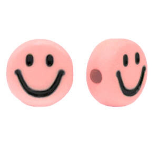 Acryl mini smiley kralen vintage pink - 5 stuks