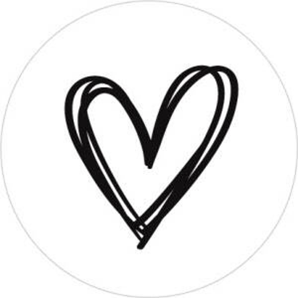 Heart white black sluitstickers! Per 5 stuks