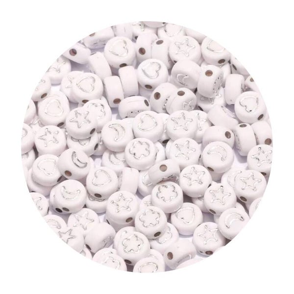 Figuurtjes kralen wit-zilver! (10 stuks)