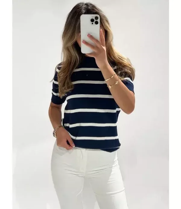 Stockholm top ★ navy white