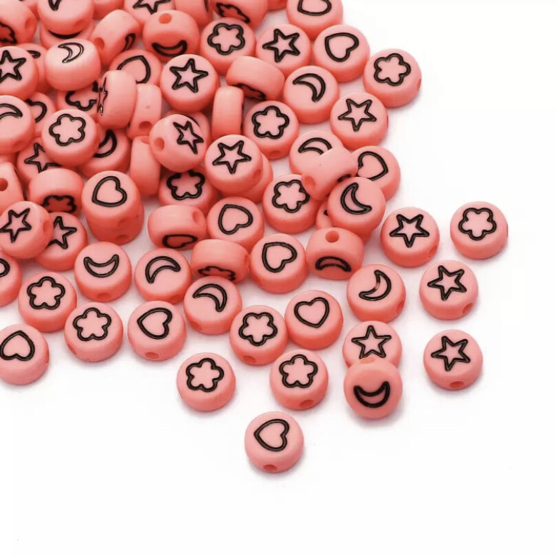 Acryl figuur kralen coral pink - 10 stuks