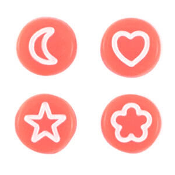 Acryl figuur kralen neon coral red - 10 stuks