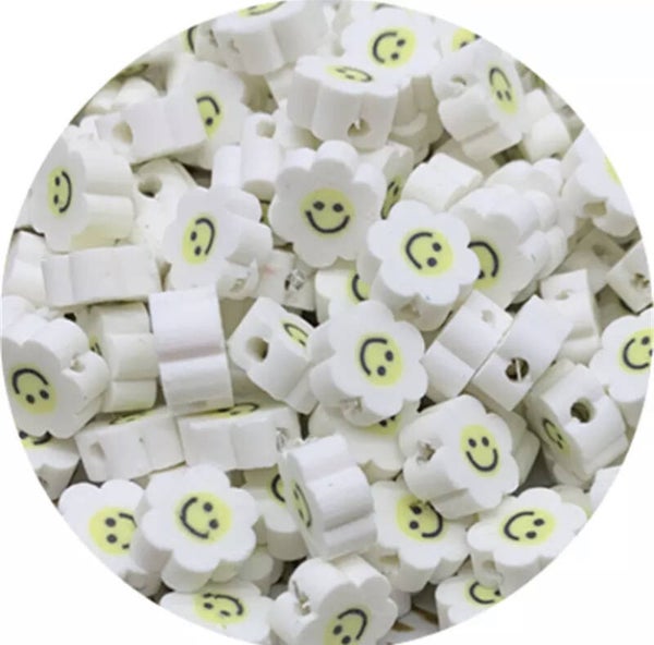 Bloem smiley kraal wit!