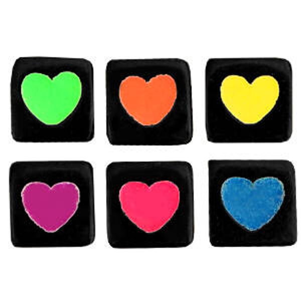 Acryl hartjeskralen vierkant black rainbow mix - 10 stuks