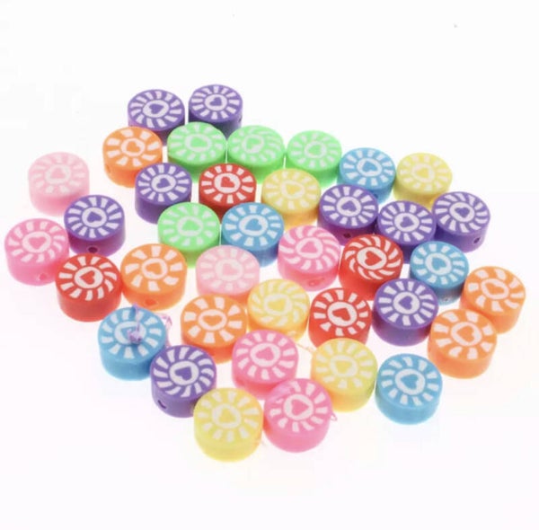 Polymeer kraal round heart mix - 1 stuk