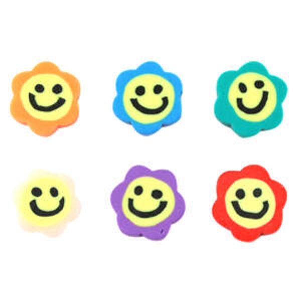 Polymeer bloem smiley mix kraal - 1 stuk