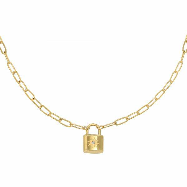 Lock necklace goud!