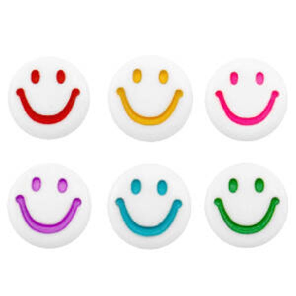 Mini smileykraal multicolor white mix! (5 stuks)
