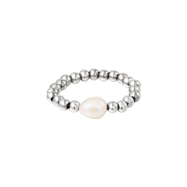 Beaded pearl ring - zilver