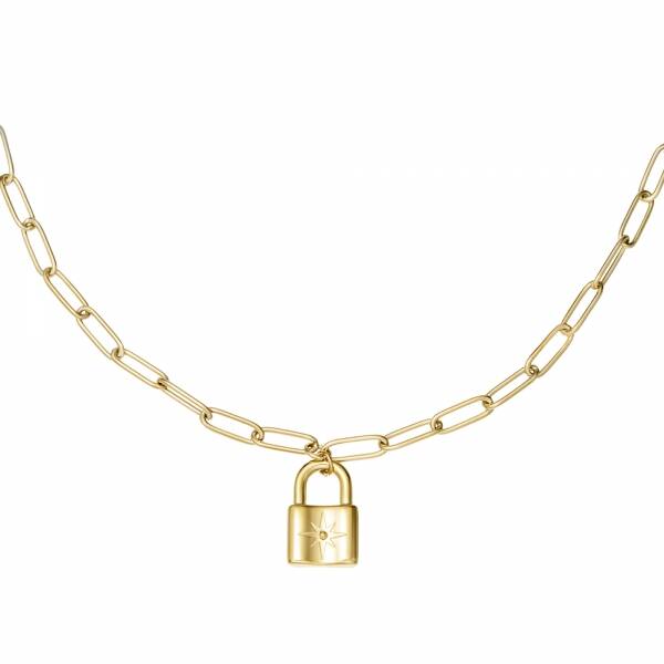 Cute lock necklace goud!
