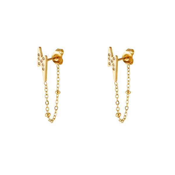 Thunder chain oorbellen - goud