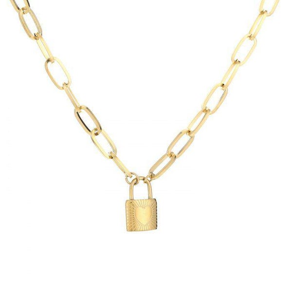 Big heart lock necklace goud!