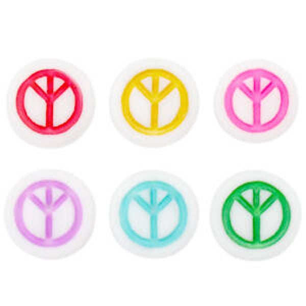 Acryl peace kralen multicolor white - 10 stuks
