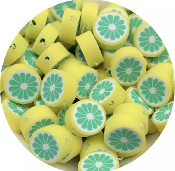 Polymeer kraal limoen - 1 stuk