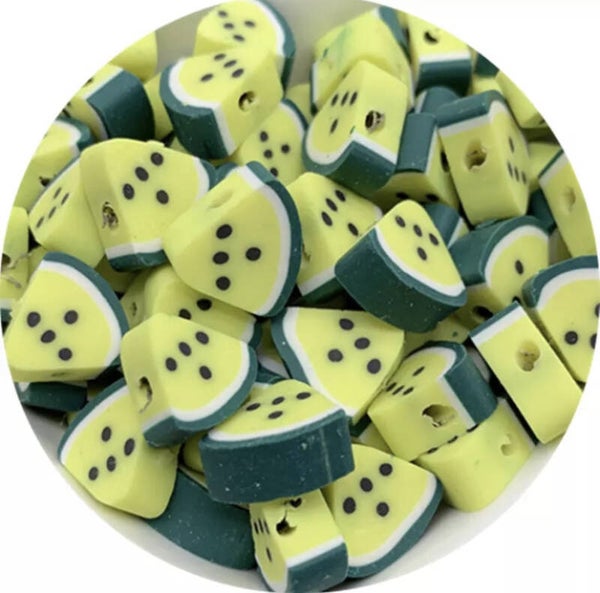 Polymeer kraal watermeloen groen - 1 stuk