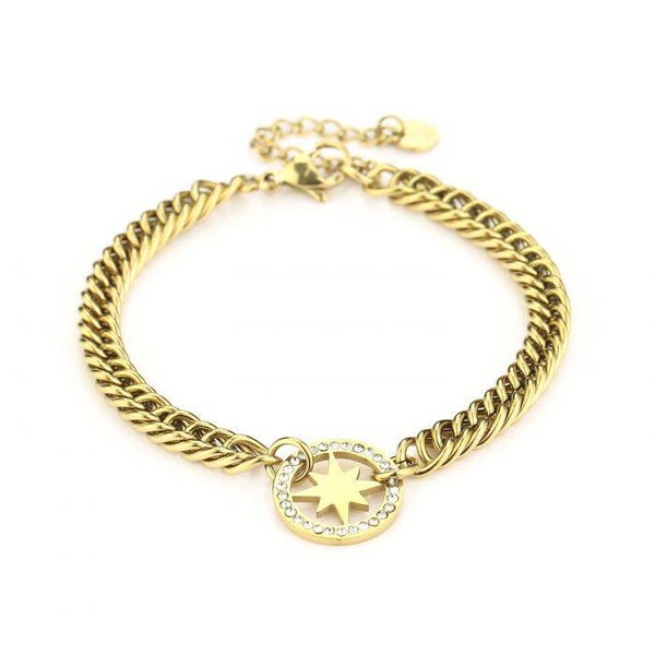Sparkle star chain armband - goud