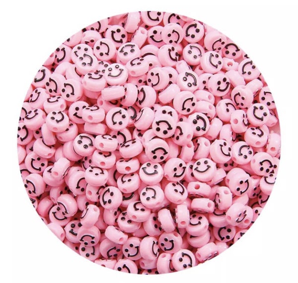 Acryl smileykralen pink - 5 stuks