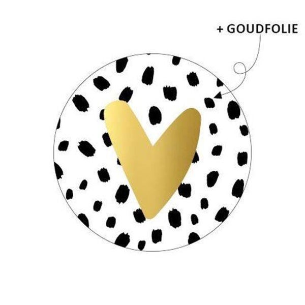Sluitstickers gold hearts dots - 5 stuks