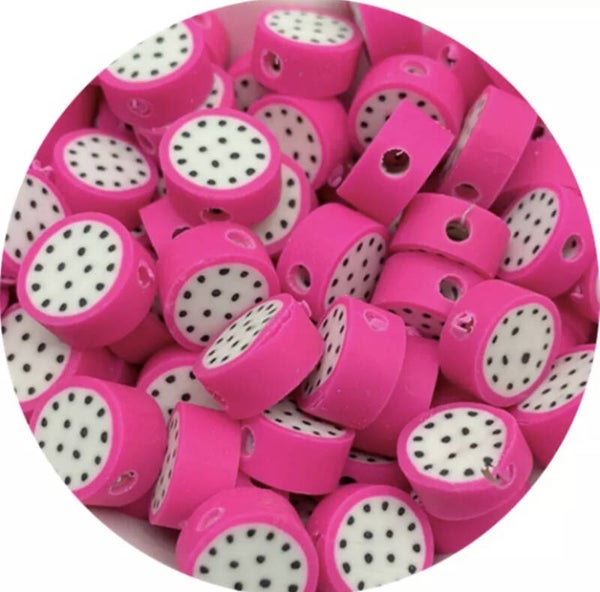 Polymeer kraal dragon fruit - 1 stuk