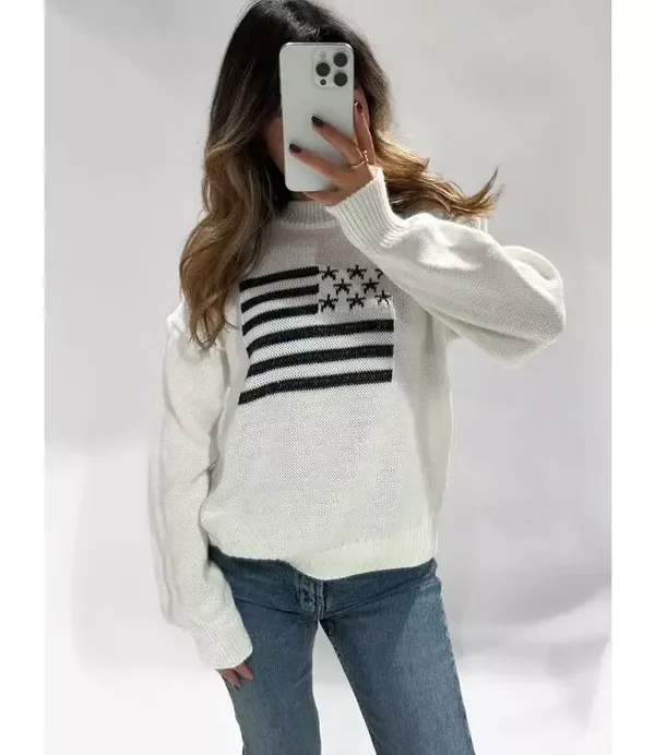 USA sweater glitter ★ white