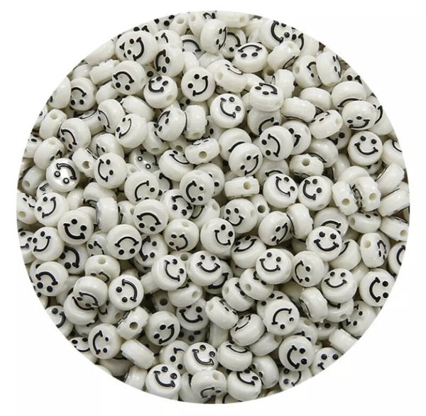 Acryl smileykralen ivory - 5 stuks